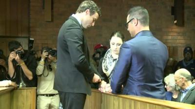 Pistorius siblings hold hands in court