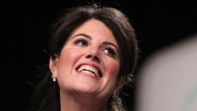 Monica Lewinsky pauses during her speech at the Forbes Under 30 Summit in Philadelphia