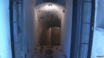 View of entrance to bunkers designed to protect Mussolini and his family