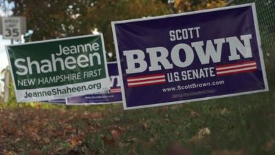 Posters for Jeanne Shaheen and Scott Brown