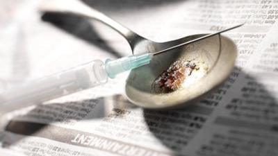 syringe and spoon of heroin