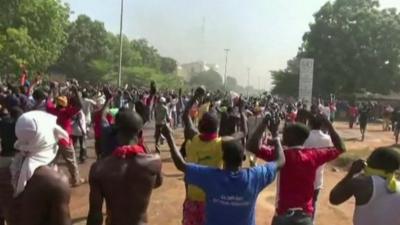 Protesters on the streets of Ouagadougou