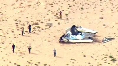 Rescue teams approach wreckage of Virgin Galactic SpaceShipTwo