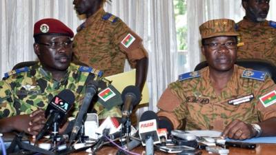 Lieutenant-Colonel Yacouba Isaac Zida (L) and General Pingrenoma Zagre (R)