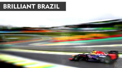 Sebastian Vettel drives at Interlagos