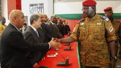 New military leader Lt Col Isaac Zida has held talks with diplomats in an attempt to end the crisis