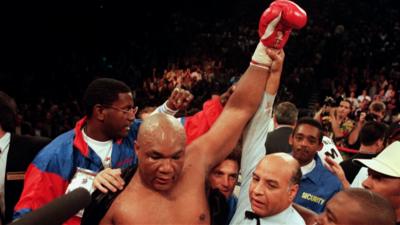 George Foreman becomes world heavyweight champion in 1994