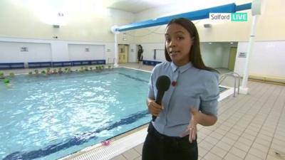 Leah at swimming pool