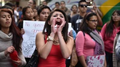 Relatives of the 43 trainee teachers protest