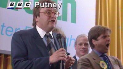 David Mellor gives his concession speech after electoral defeat in Putney