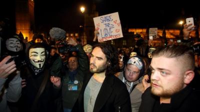 Russell Brand on the march in central London