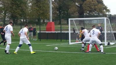 England's blind football team in training