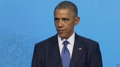 President Barack Obama speaking at Apec summit