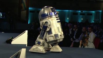 R2-D2 on stage at the CBI conference
