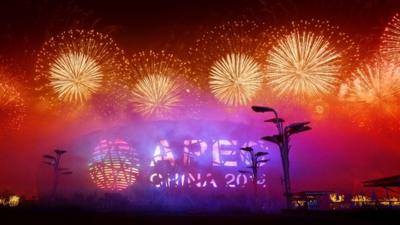 fireworks show takes place during the Asia-Pacific Economic Cooperation (APEC) summit in Beijing