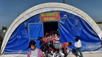 Syrian children at a camp