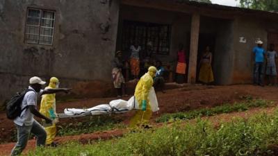 A burial team in Sierra Leone