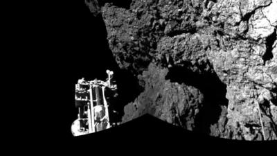 Philae probe's leg on comet (ESA)