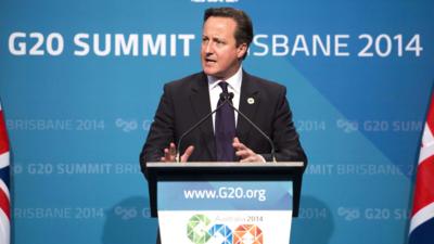 UK PM David Cameron at G20 summit in Brisbane, Australia