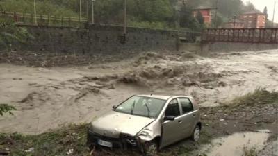 Car in river