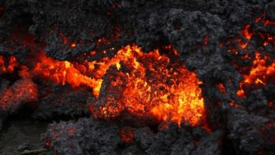 A close up of lava from an eruption on Holuhraun, northwest of the Dyngjujoekull glacier in Iceland, Monday, Sept. 1, 2014