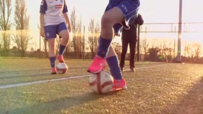 Women and girls playing football in a scheme run by the FA, The Premier League and the Football League Trust
