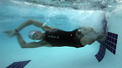 A swimmer underwater