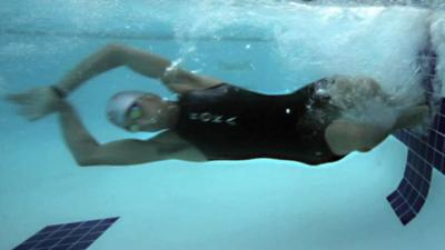 A swimmer underwater