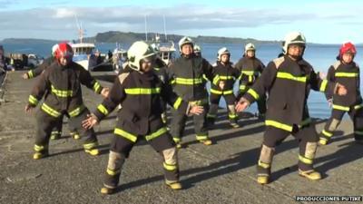 Dancing firemen in Chile