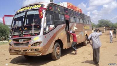 Rescue workers at bus