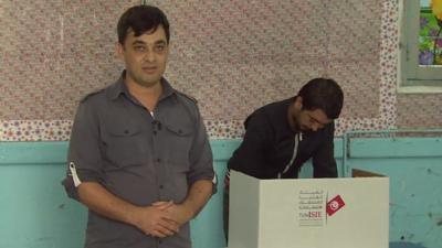 Mehrdad Farahmand in a polling station