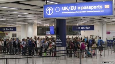 Passport control at Gatwick airport