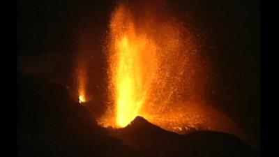 Lava erupts from the Pico do Fogo volcano