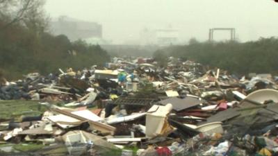 Illegal flytip at Purfleet in Essex