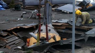 Helicopter wreckage at the Clutha Bar
