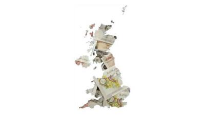 UK map composed of bank notes