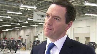 Chancellor George Osborne on a factory visit in Crewe