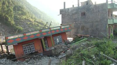 The remains of Mankha village in central Nepal