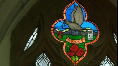 Stained glass window in St Margaret's Church in Rainham