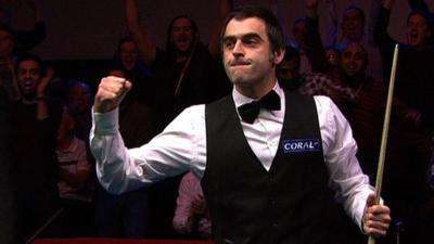 Ronnie O'Sullivan celebrates 147 break