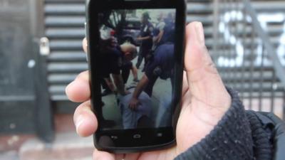 Phone with the video of Mr Garner being held by police