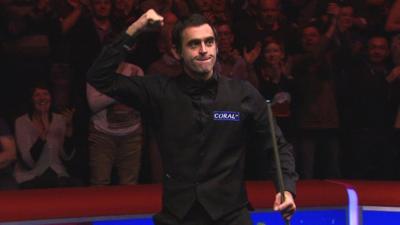 Ronnie O'Sullivan celebrates winning his semi-final