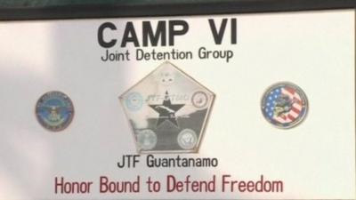 The sign outside one of the Guantanamo Bay detention centres