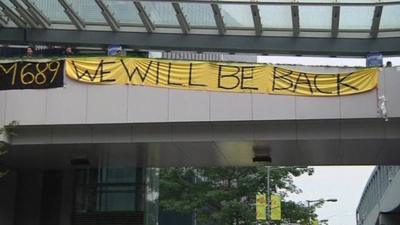 A sign in the Hong Kong protest camp