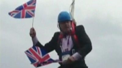 Boris Johnson on zipwire