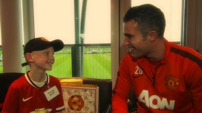 Robin van Persie meets children at a Manchester United foundation 'Dream Day'