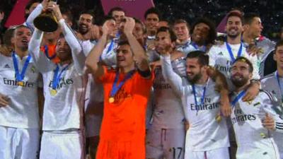 Real Madrid celebrate winning the Club World Cup