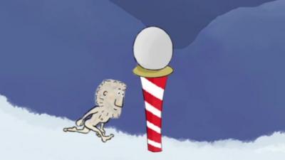 Cartoon of Phil Haslam at the South Pole