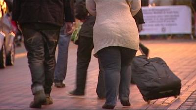 overweight people walking