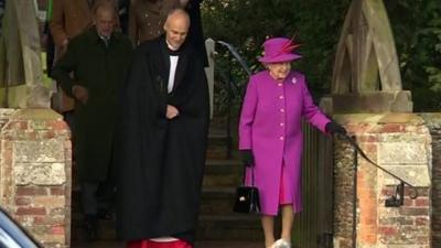 The Queen leaving Christmas Day service